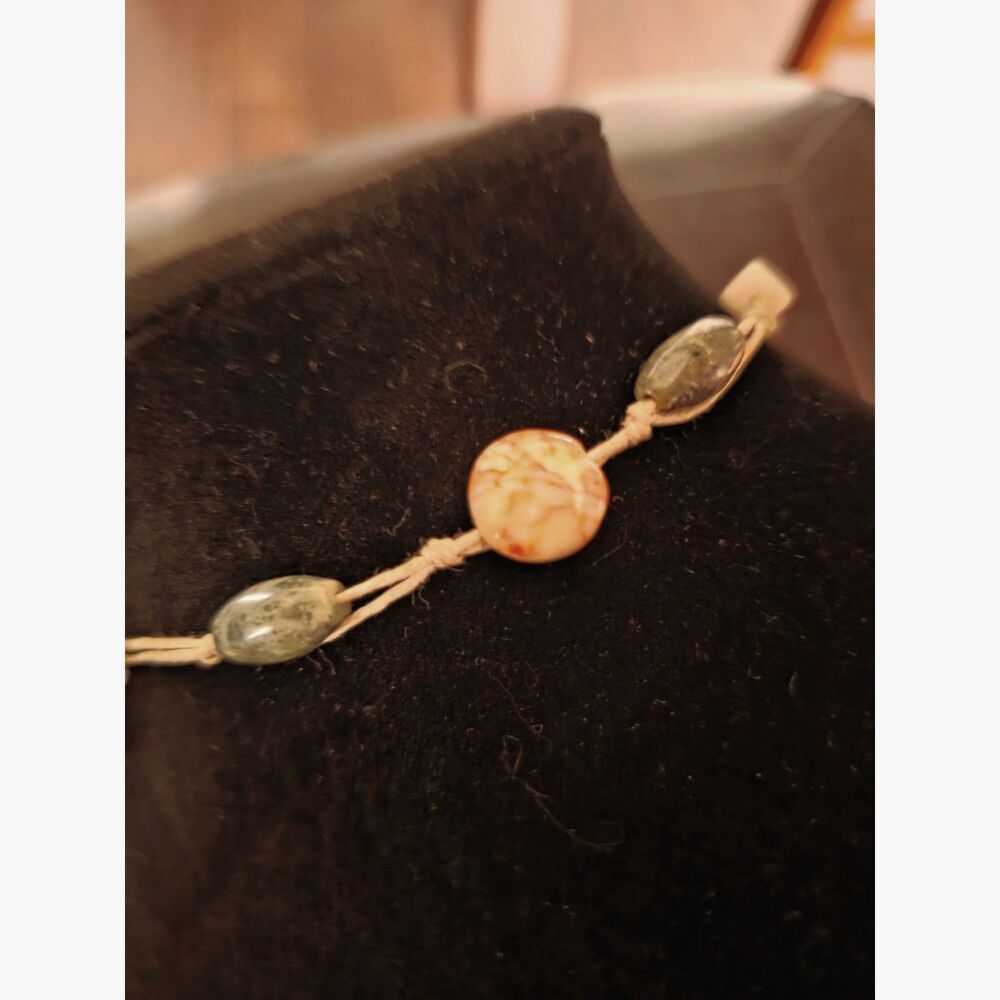 Handmade Wooden Pendant Necklace with Real Stones - Picture 4 of 6